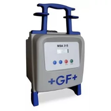 FGF MSA 315 elektrofúziós hegesztőgép szkennerrel, hordládában