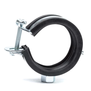 Gumis csőbilincs 1 csavarral, anya M10 ACÉL galv. horg. 11-15 (1/4")